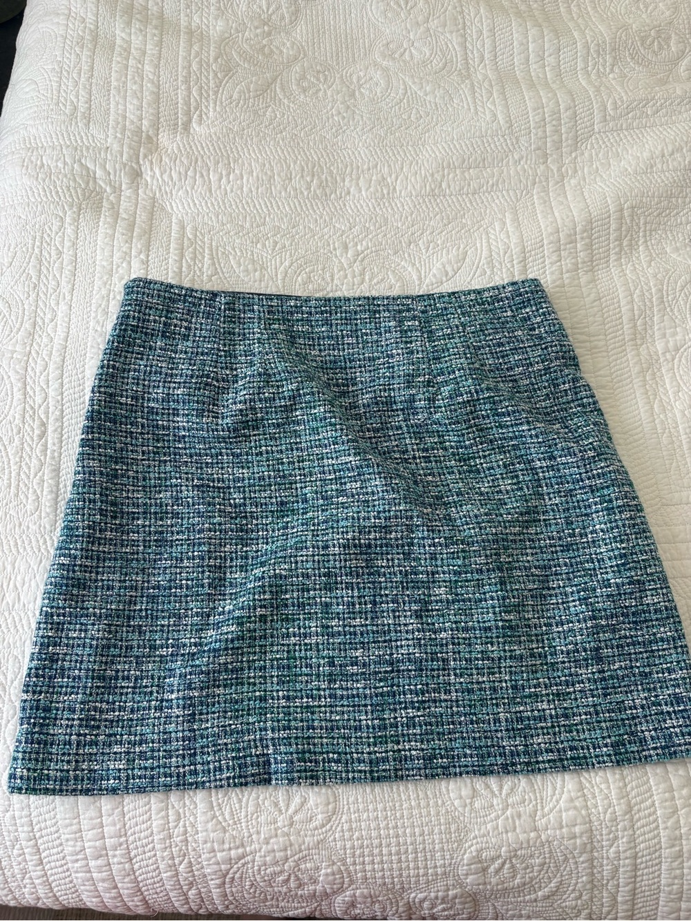Loft woman’s Textured Teal Tweed Mini Skirt - Picture 6 of 9